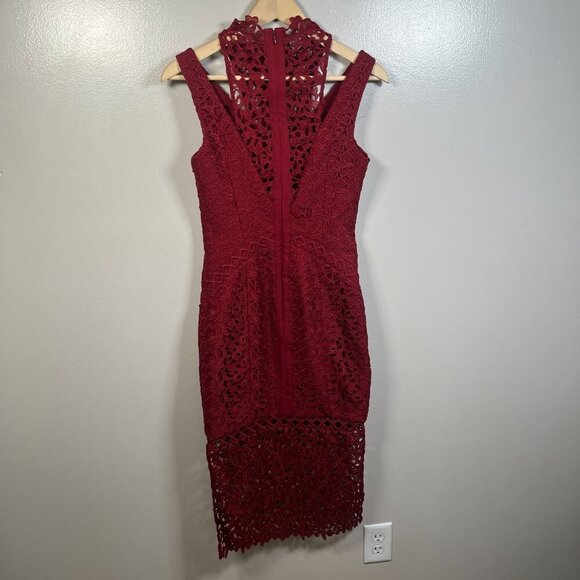 Keepsake Uplifted Midi Dress Size XS Burnt Red Lace Formal Event Wedding Guest - Picture 3 of 13